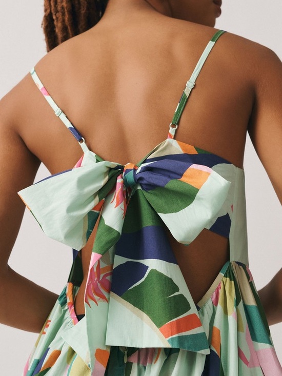 FARM Rio Dresses & Skirts - FARM Rio | Mint Green Multi-Color Bow-Back Midi Dress | 100% COTTON | size S